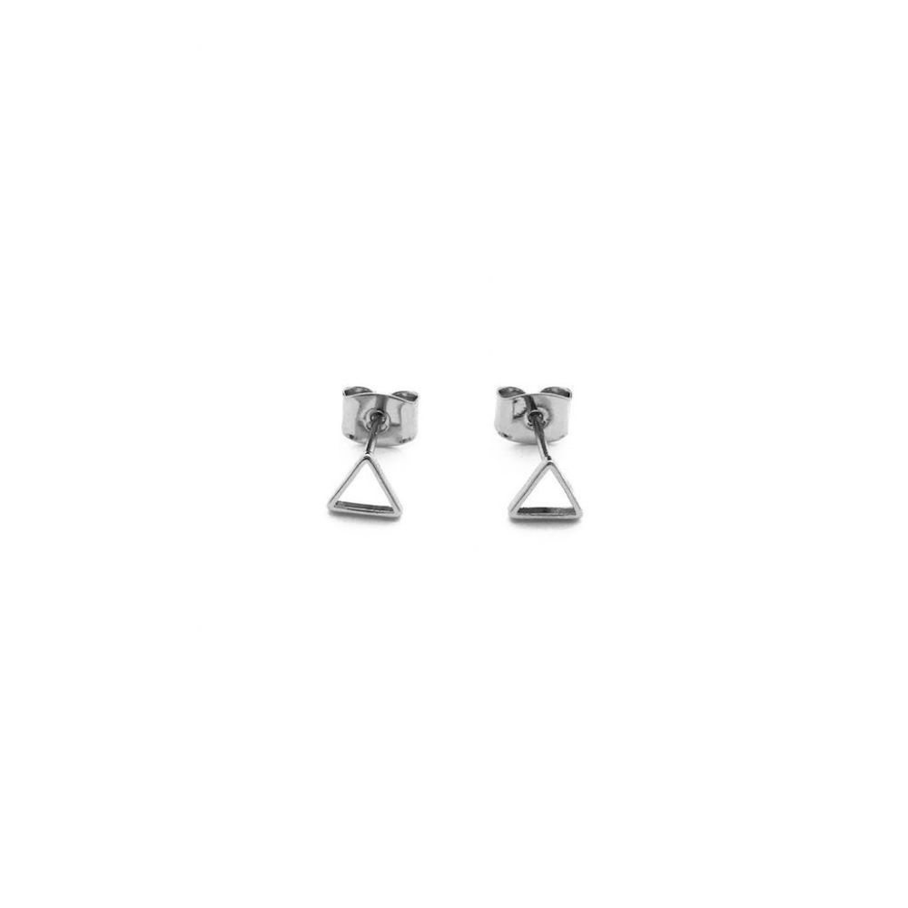 Honeycat Outline Triangle Stud Earrings in Silver